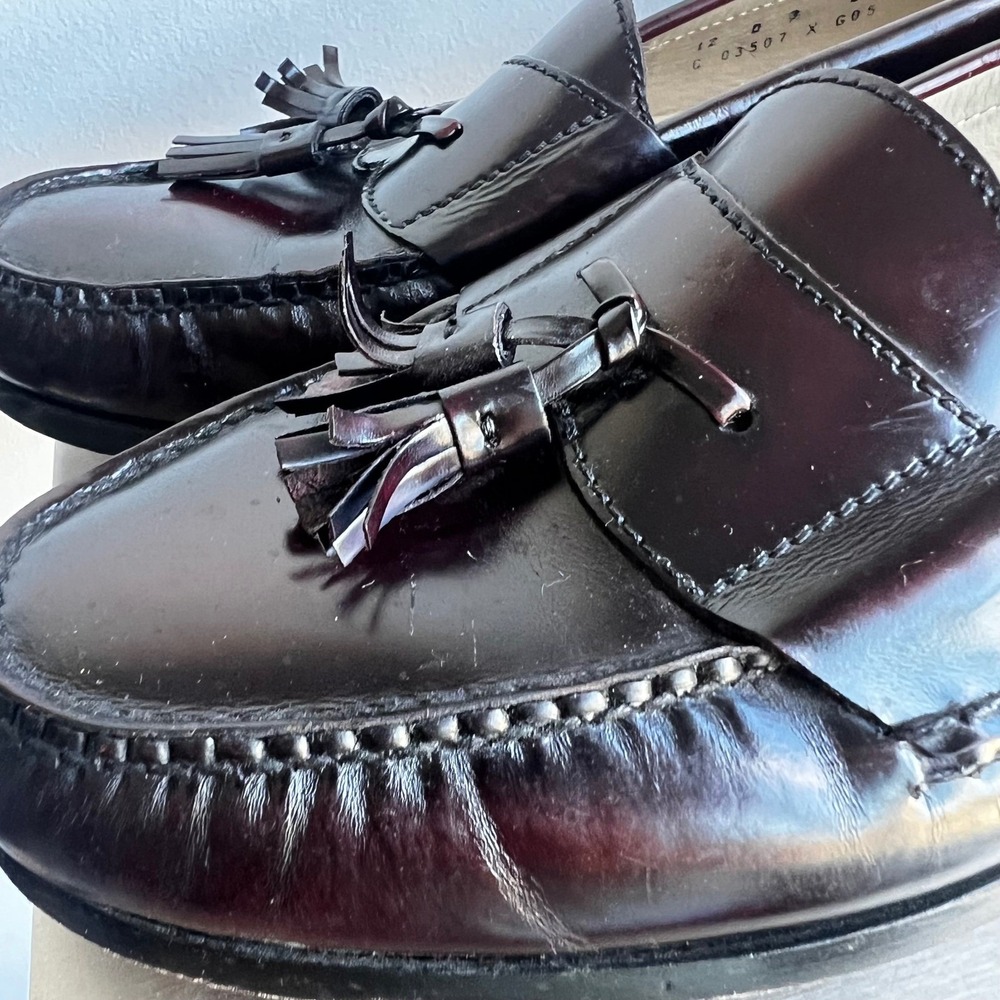 Cole Haan Tassel Loafers Mens 12 D Burgundy Oxblood Leather Dress Shoes Classic